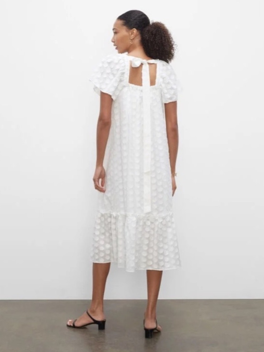 Club Monaco Flutter Sleeve Beach Robe Midi Dress White XS Women’s - Picture 13 of 14
